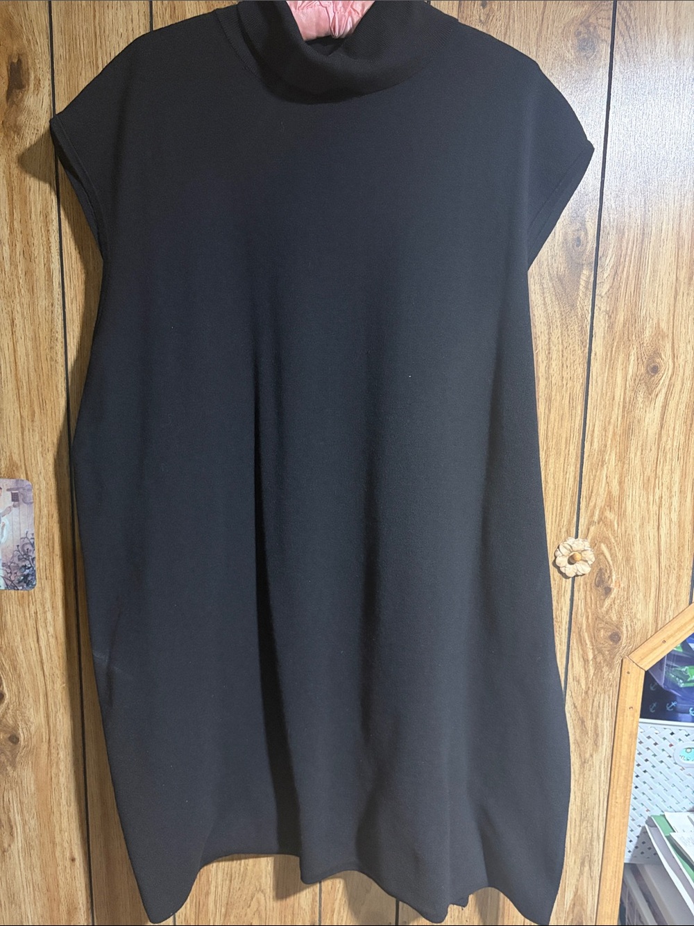 H&M Black Turtleneck Cap-Sleeve Women's Long Top/Tunic